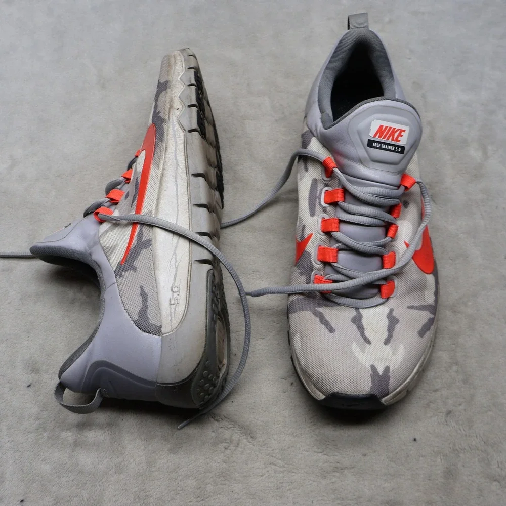 Nike Mens 12 Running Shoes Grey Free Trainer 5.0 Camo Accent Cushioned Athletic